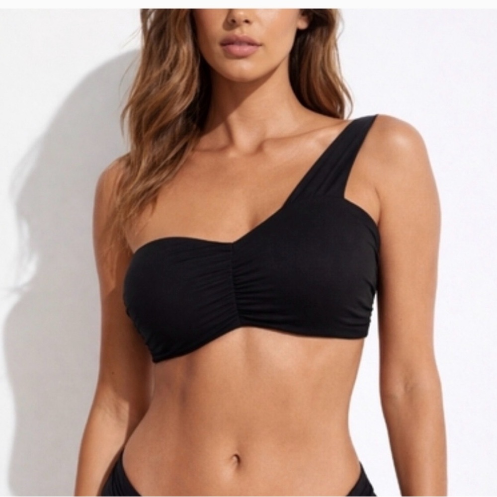 One-Shoulder Black Bikini Top